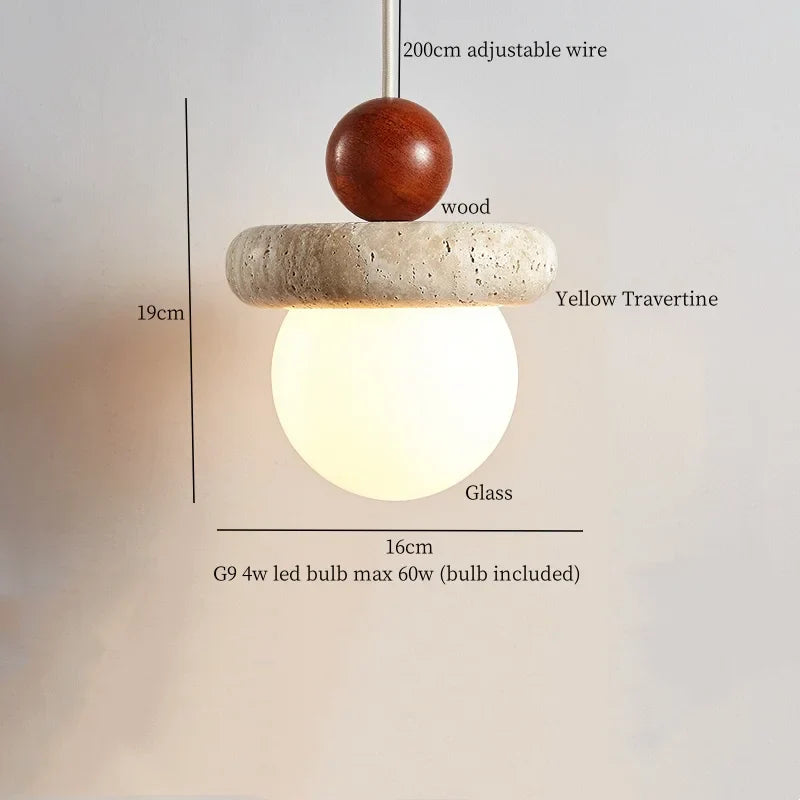 Afralia™ Trivertine LED Pendant Light - Mid Century Modern Style for Bedroom and Dining Room