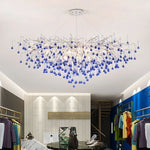 Blue Crystal LED Chandelier: Luxury Classic Pendant Light for Living Room.