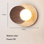 Nordic Stone Wood Wall Sconce Light Fixture for Bedroom, Wabi-sabi Design