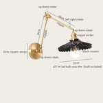 Afralia™ Cream Resin LED Wall Lights with Pull Chain Switch - Vintage Copper Bedside Lamp