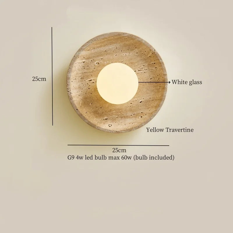 Afralia™ Nordic LED Wall Lamp Wood Yellow Travertine Mirror Light