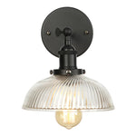 Black LED Wall Lamp Vintage Style Iron Bedside Light Glass Wall Sconce