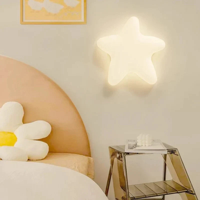 Star Shape Wall Lamp Kids Room Nursery Lighting - White Cloud Theme