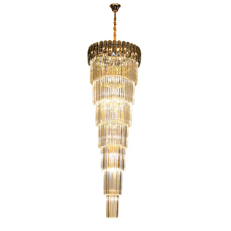 Luxury Crystal Chandelier Spiral Staircase Pendant Lights