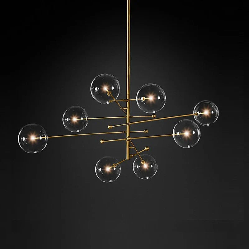 Black Gold Glass LED Chandelier for Living Room Bedroom Restaurant