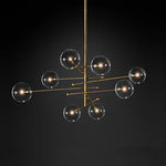 Black Gold Glass LED Chandelier for Living Room Bedroom Restaurant