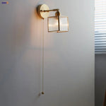 Afralia™ Glass Wall Sconce Retro LED Rotate Pull Chain Mirror Light