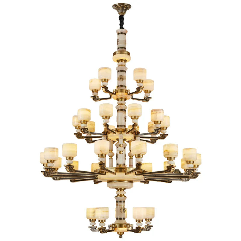 Luxury Zinc Alloy Jade Chandelier for Living Room, Villa, and Restaurant