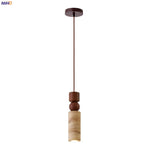 Afralia™ Yellow Travertine Pendant Light | Mid-Century Modern LED Dining Room Hanging Lamp