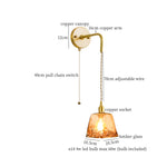Afralia™ Japanese Amber Glass LED Wall Lamp Copper Vintage Design