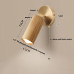 Wood Nordic LED Wall Light - Modern Copper Canopy Bedside Lamp