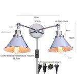 Loft Plug In LED Wall Lights 2 Heads Industrial Aplique Pared