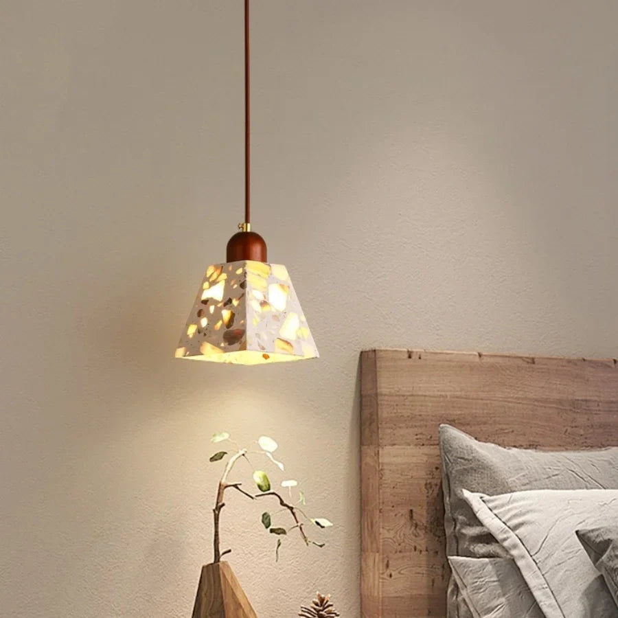 Wood LED Pendant Lamp Japan Style Wabi Sabi Hanging Light Fixtures