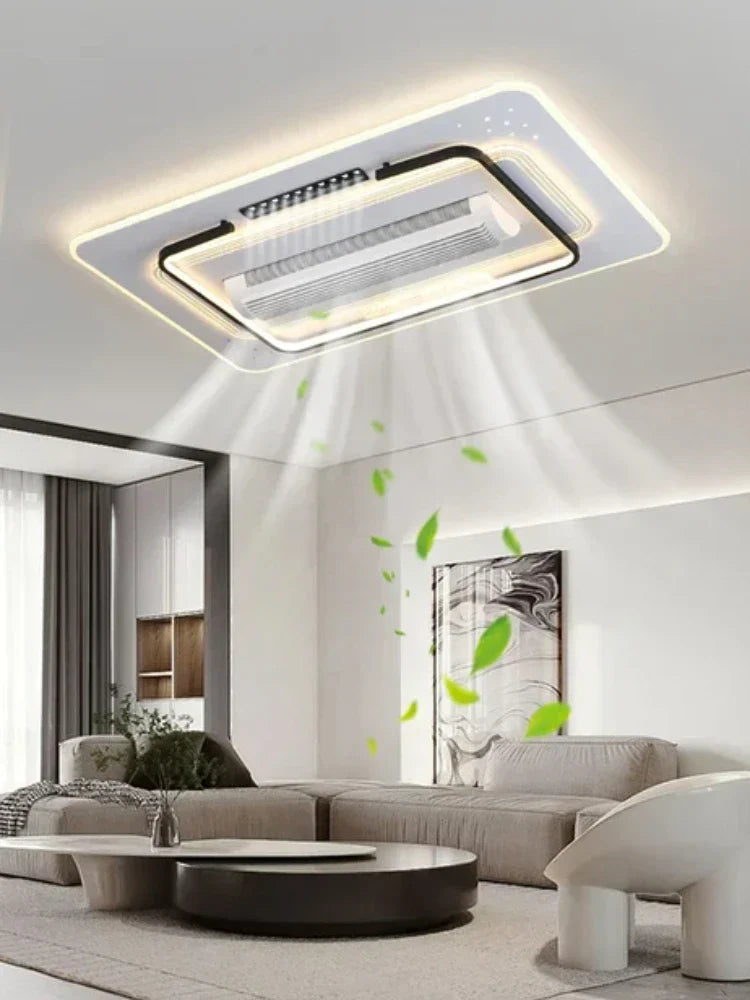 Bladeless LED Ceiling Fan Light: Modern Invisible Fan Lamp for Bedroom & Living Room