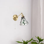 Glass LED Wall Lamps Pull Chain for Bedroom & Living Room