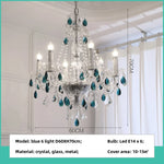 Blue Crystal Chandelier: Luxury E14 Pendant Lights for Living Room and Bedroom