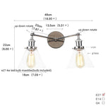 Retro LED Wall Light with Pull Chain Switch, 2 Heads Sconce for Living Room