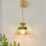 Glass LED Wall Light Fixture with Adjustable Wire, Pull Chain Switch for Bedroom, Coffee Shop