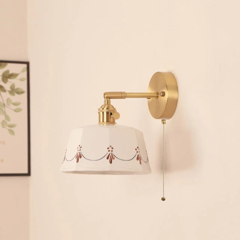 LED Ceramic Wall Lamp - Pull Chain Switch, Rotating Up Down Light