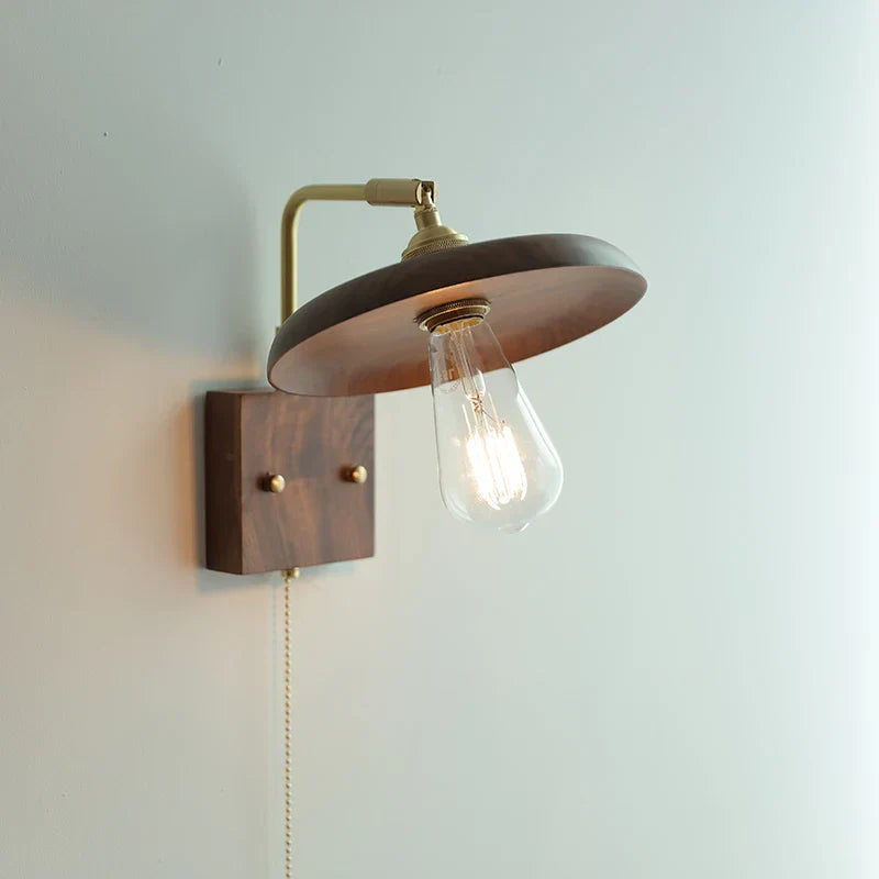 Vintage Copper LED Wall Light Sconce with Pull Chain Switch Rotation