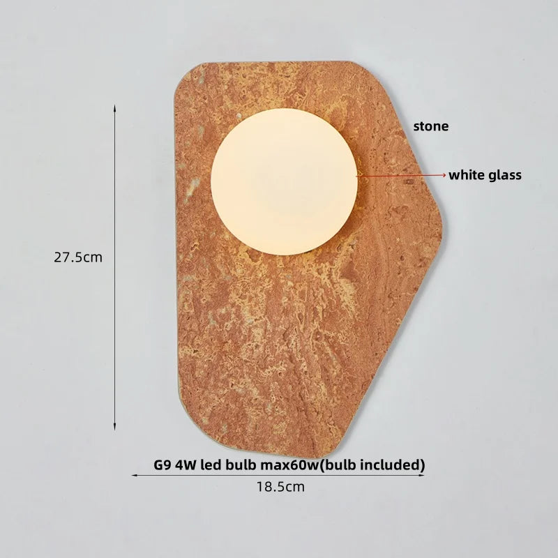 Nordic LED Wall Light White Glass Stone Bedside Lamp