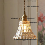 Flower Glass LED Pendant Lamp Walnut Wood Knob Switch Copper Socket