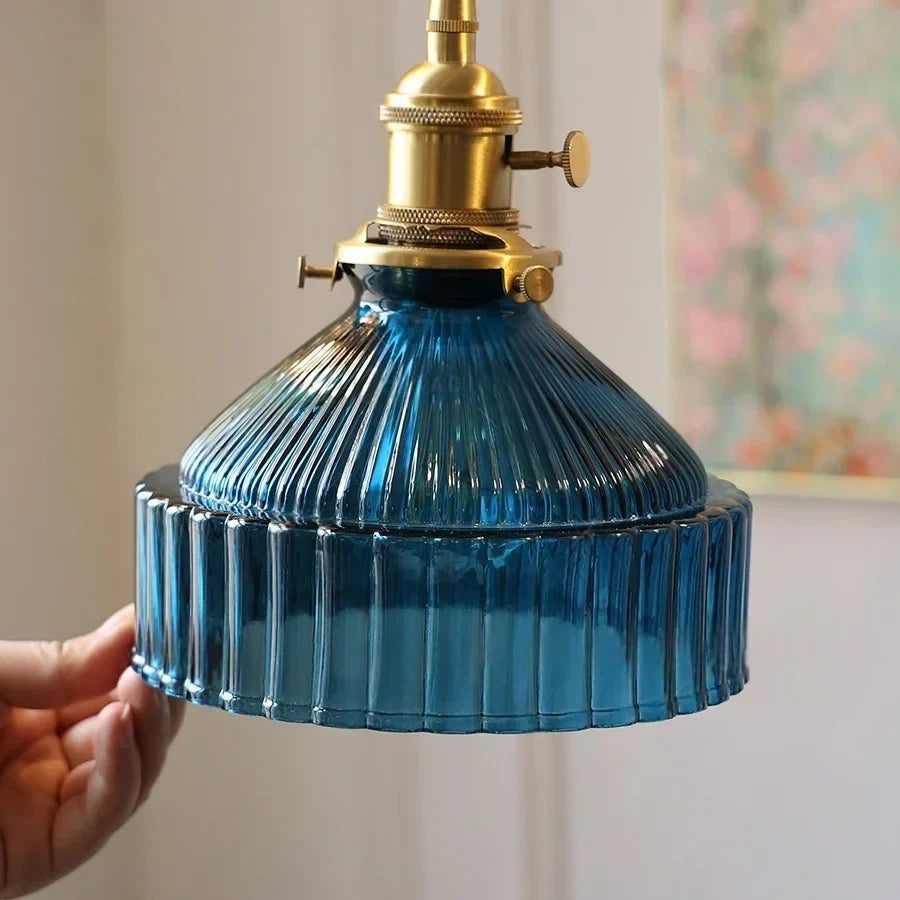 Amber Glass LED Pendant Light Fixture Modern Home Lighting Plafond Lamp