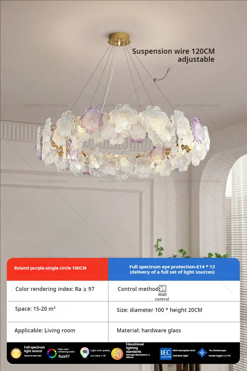 Afralia Petals Crystal Chandelier Light: French Living Room & Dining Room Luxury Lighting