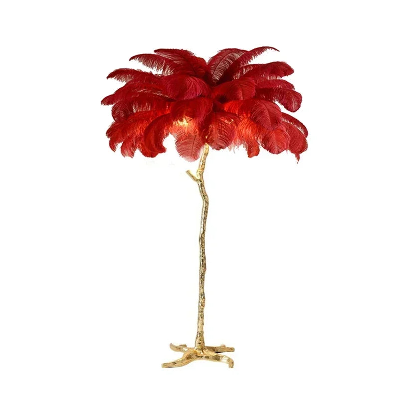 Elegant Feather Floor Lamp with Adjustable Bulbs for Stylish Home Decor