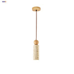Afralia™ Yellow Travertine Stone LED Pendant Light Fixture for Home Decor