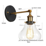 Red Bronze LED Wall Lamp with Pull Chain Switch and Clear Glass