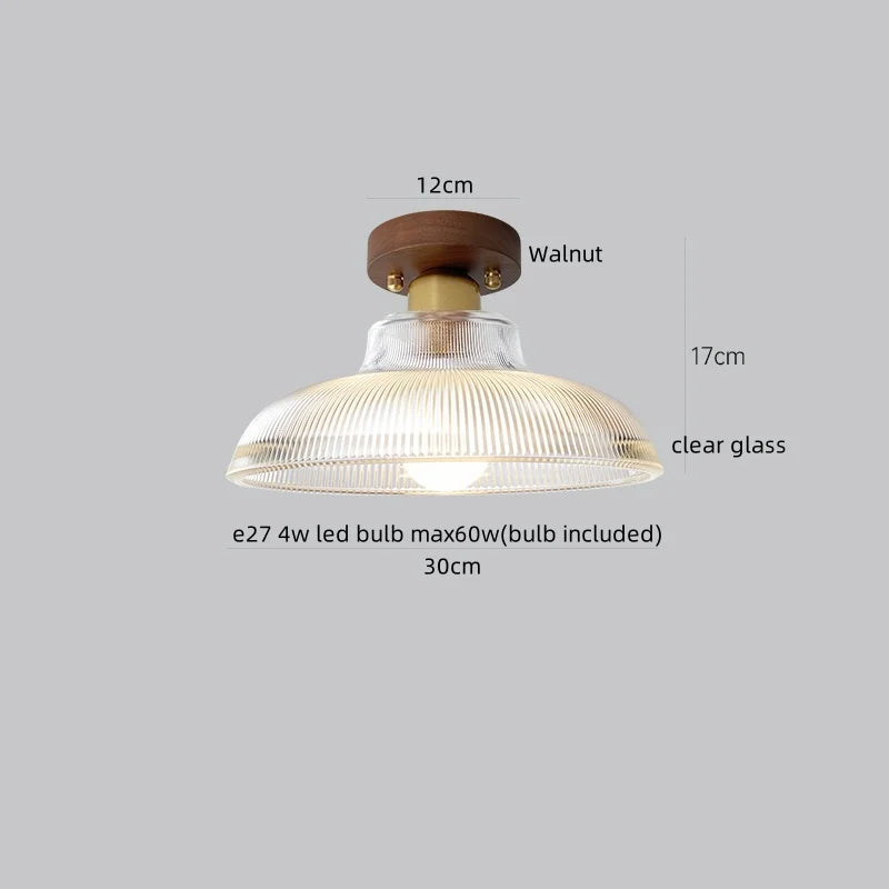 Wood Glass LED Ceiling Lamp Modern Kitchen Living Room Light Fixture