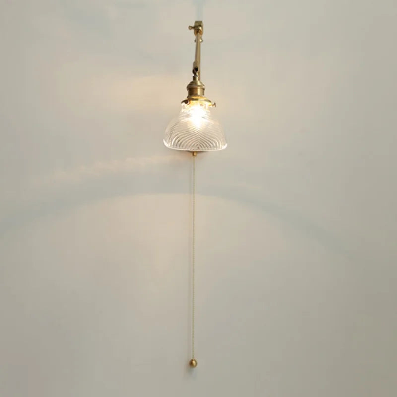 Afralia™ Brass Swing Arm LED Wall Light Fixture with Rotatable Arms & Pull Chain Switch