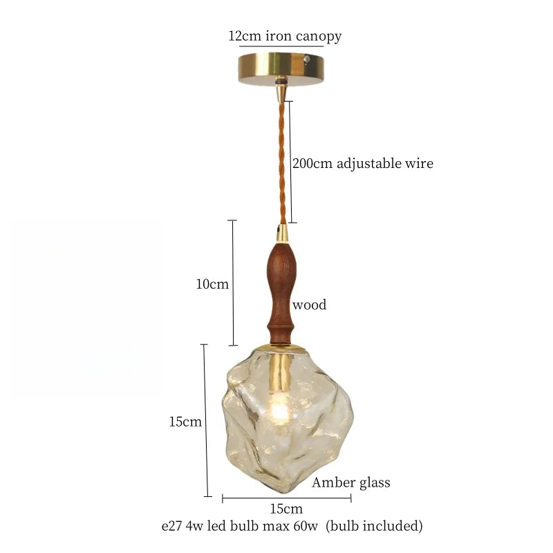 Cracked Glass LED Pendant Light for Cafe Bar Kitchen Living Room