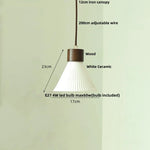 Ceramic Wood Pendant Lamp LED Hanging Light Fixture for Modern Home Decor