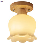 Wood LED Ceiling Light Milk Yellow Resin Plafond Lamp Modern Nordic Decor