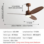 52" Modern DC Ceiling Fan with Remote Control for Home and Restaurant