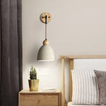 Afralia™ Nordic Cement LED Wall Lights with Pull Chain Switch - Modern Adjustable Bedside Lamp