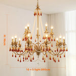 Luxury Red Crystal Candle Chandelier LED Pendant Light - Copper E14 Glamourizing Luminarias