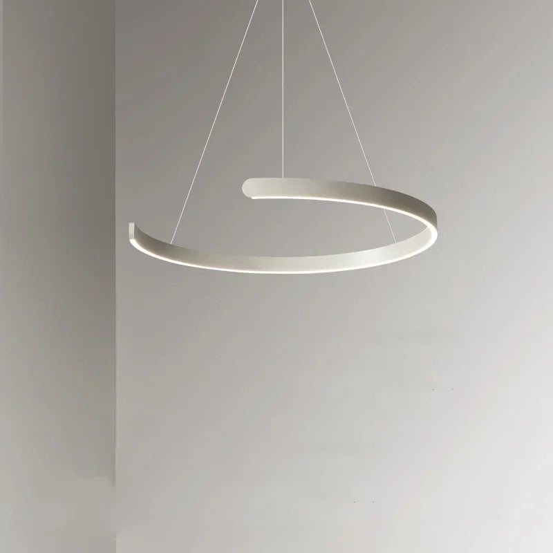 Black LED Chandelier Pendant Light for Foyer Stairs Bar, Minimalist Indoor Hanging Lamp