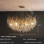 Crystal LED Pendant Lights Gold Dining Room Branch Chandelier