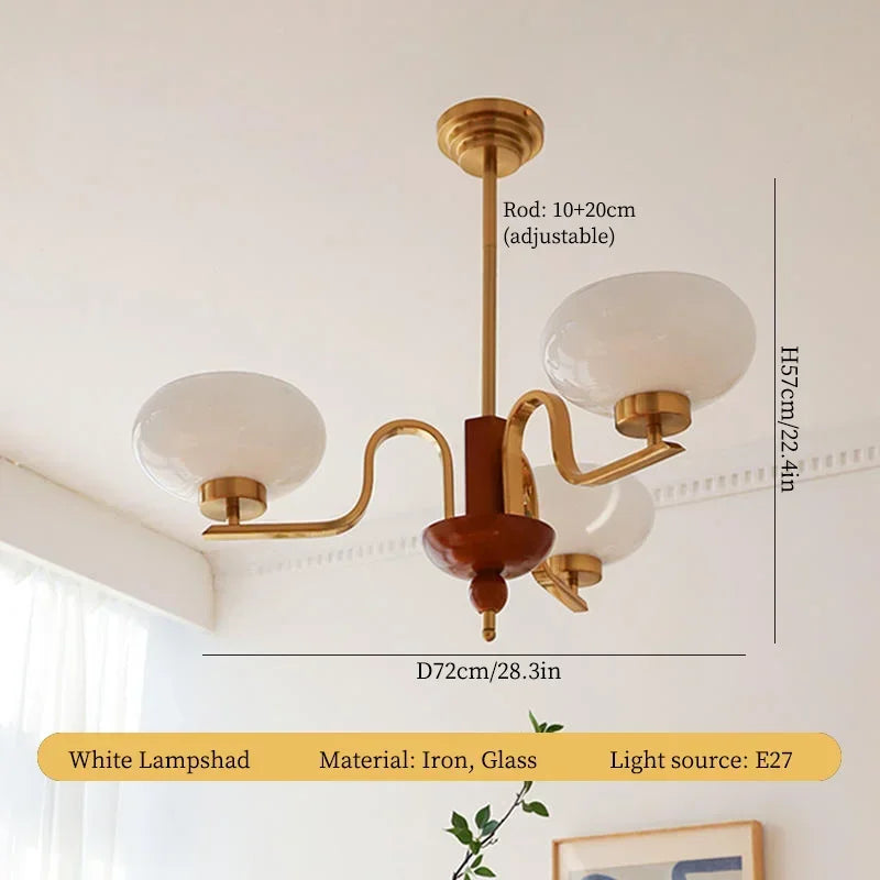 Cream Glass Pendant Chandelier for Home Decor
