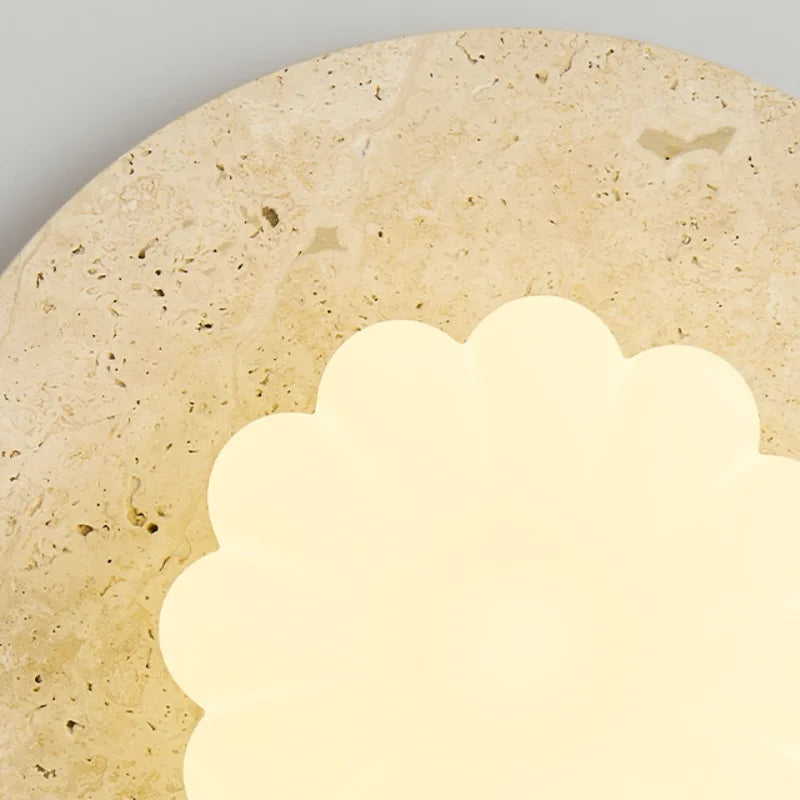 Afralia™ Modern Cotton LED Wall Lamp Pull Chain Switch Yellow Travertine Nordic Bedroom Living Room