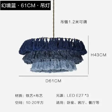 Fela Tassel Chandelier: Bohemian Chain Tiered Suspension Light for Living Room & Shop