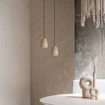 Afralia™ LED Pendant Lights Yellow Travertine Japanese Vintage Hanging Lamp