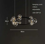 Black Postmodern Bubble Glass Chandelier with Multi Clear Balls