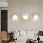 Yellow Cave Stone LED Wall Lights for Modern Spaces, Glass Globe Sconce.