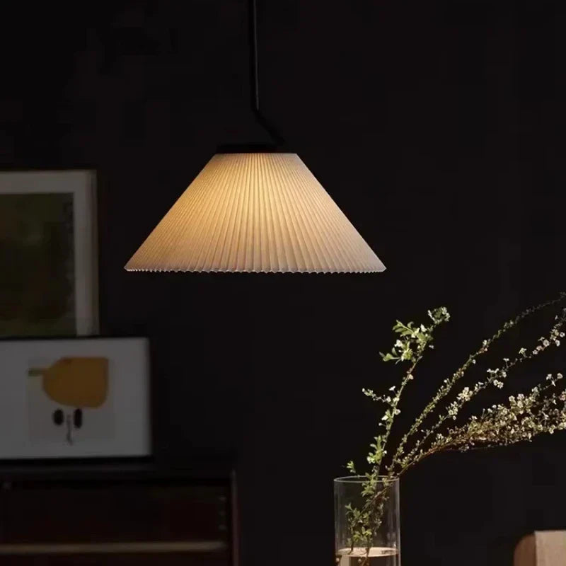 Cream Pleated Pendant Light by Afralia™: Modern Nordic E27 Chandelier for Living Room, Loft, Bar.