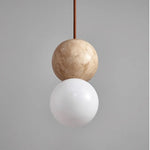 Afralia™ Stone Glass LED Hanging Lamp for Living & Dining Room, Yellow Travertine Nordic Pendant Lighting