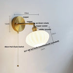 Blue Glass Wall Sconce Pull Chain Switch Rotate Stair Light